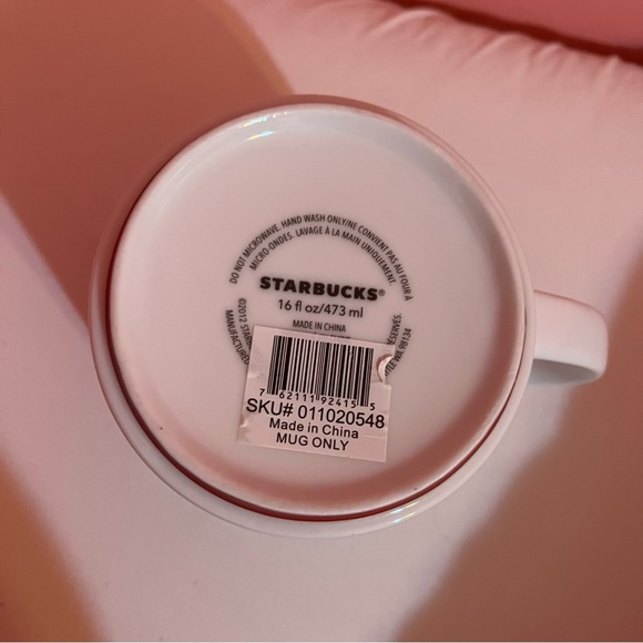 STARBUCKS Gold Vertical Logo White with Red Base Coffee Mug Tea Cup 16 oz ~ 2012 - Picture 2 of 5